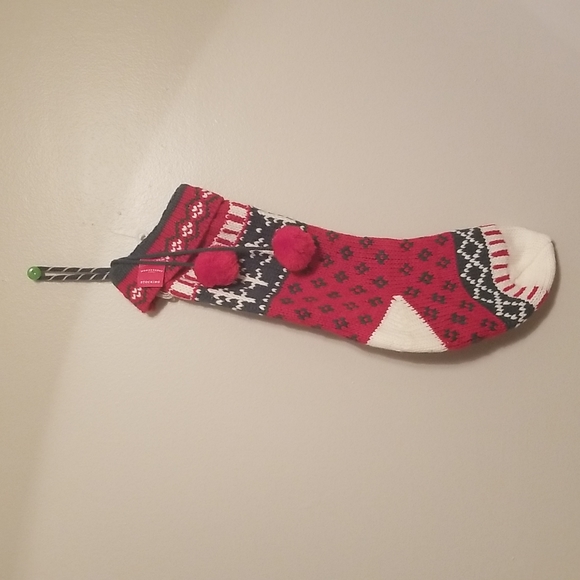 NWT Knit Christmas Stocking Red Green White Pattern - Picture 2 of 5